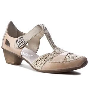 RIEKER Black Leather Mary Janes Size 38/8 B36